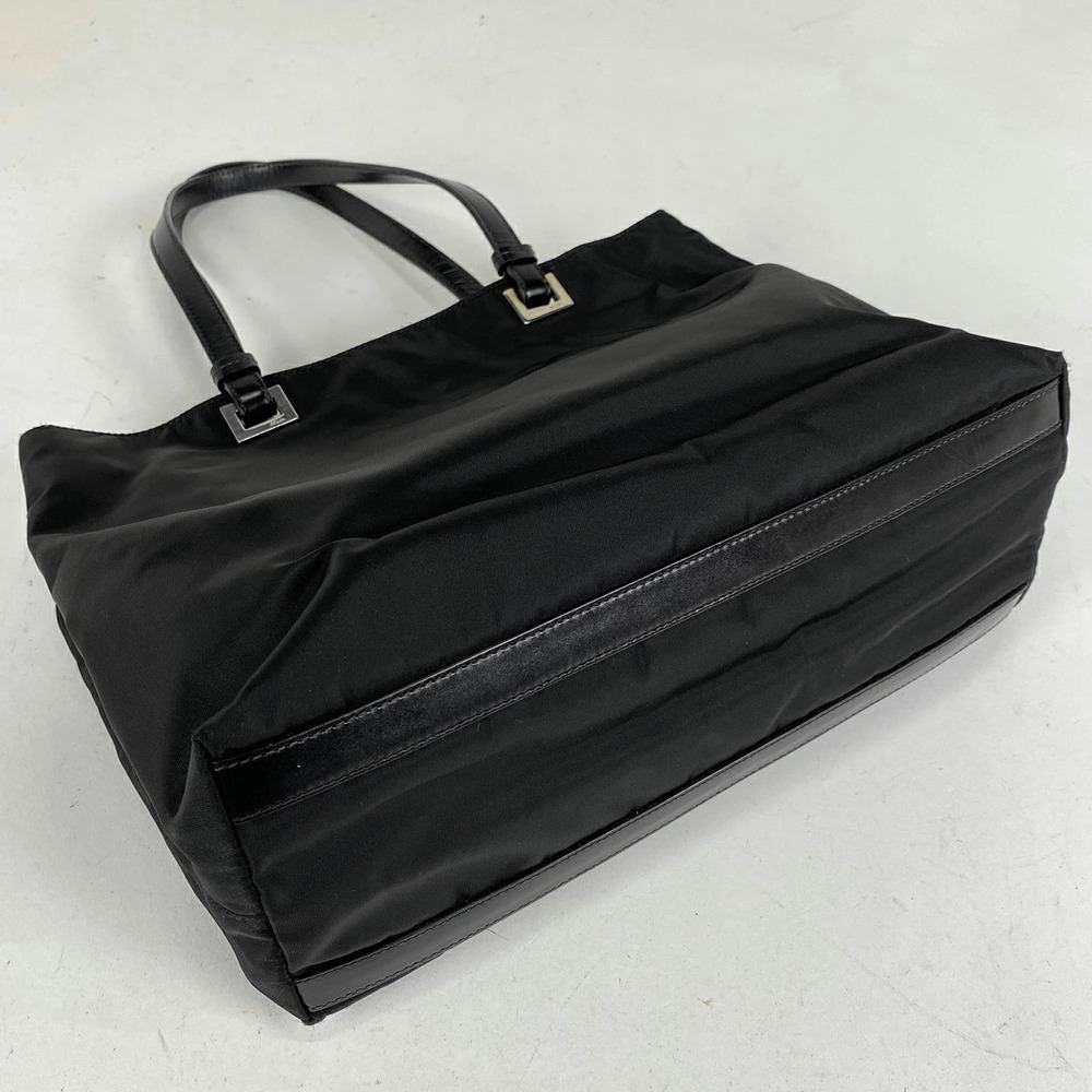 Prada Handbag Bag Logo Plate Nero Tote Shoulder Black